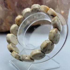 19.3mm 7mm 15.2mm Natural Orange Jade Coral Gemstone Beads Stretch Bracelet